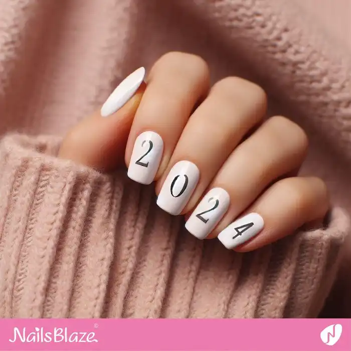 Simple Numerical New Year Nails | 2024 Nails - NB1339