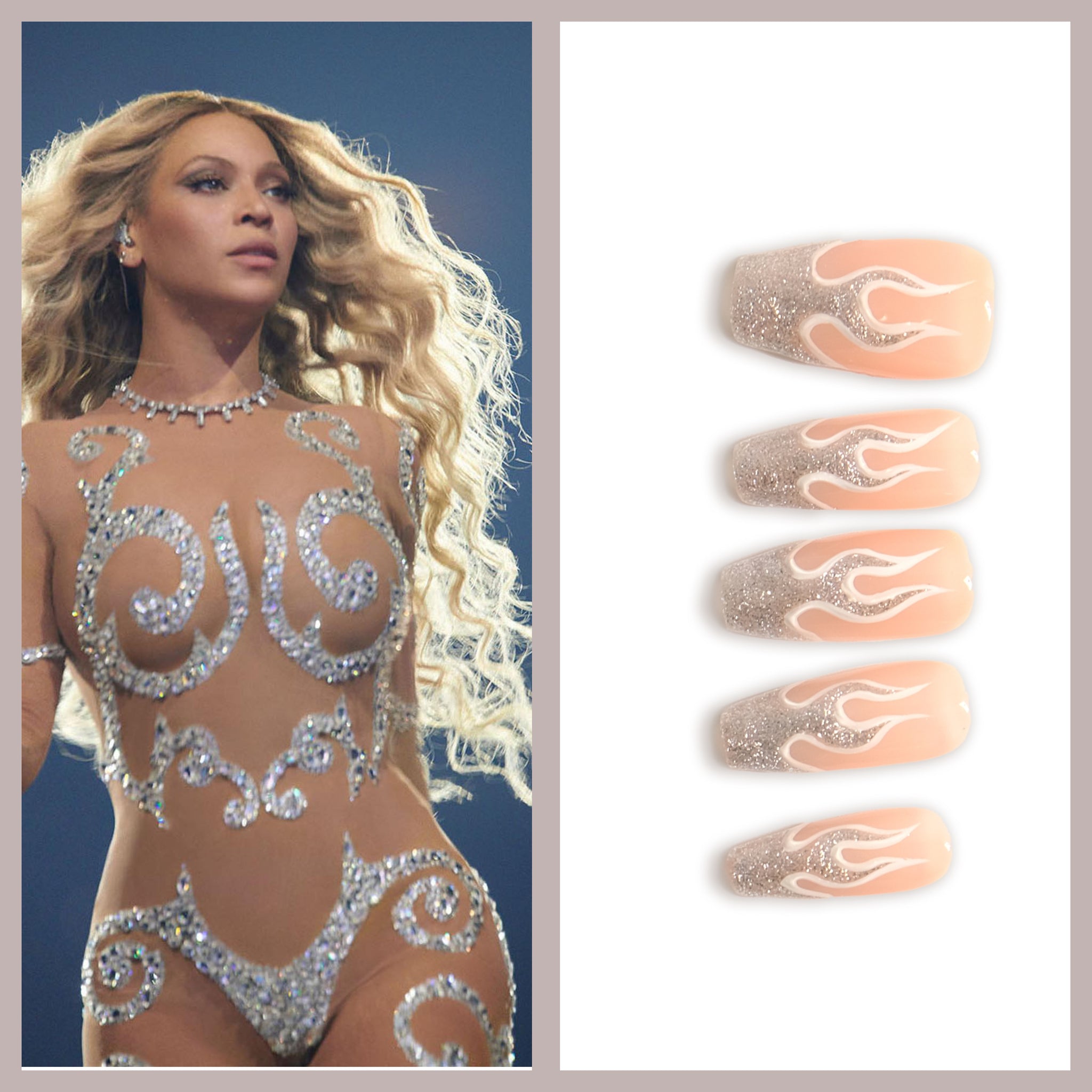 Beyoncé's Sizzling Sheer Outfit Complements Our Flame Nail Art Pattern Perfectly!