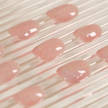 Pink Sky  | Handmade Cat Eyes Square Nude Pink French Simple Press On Nails