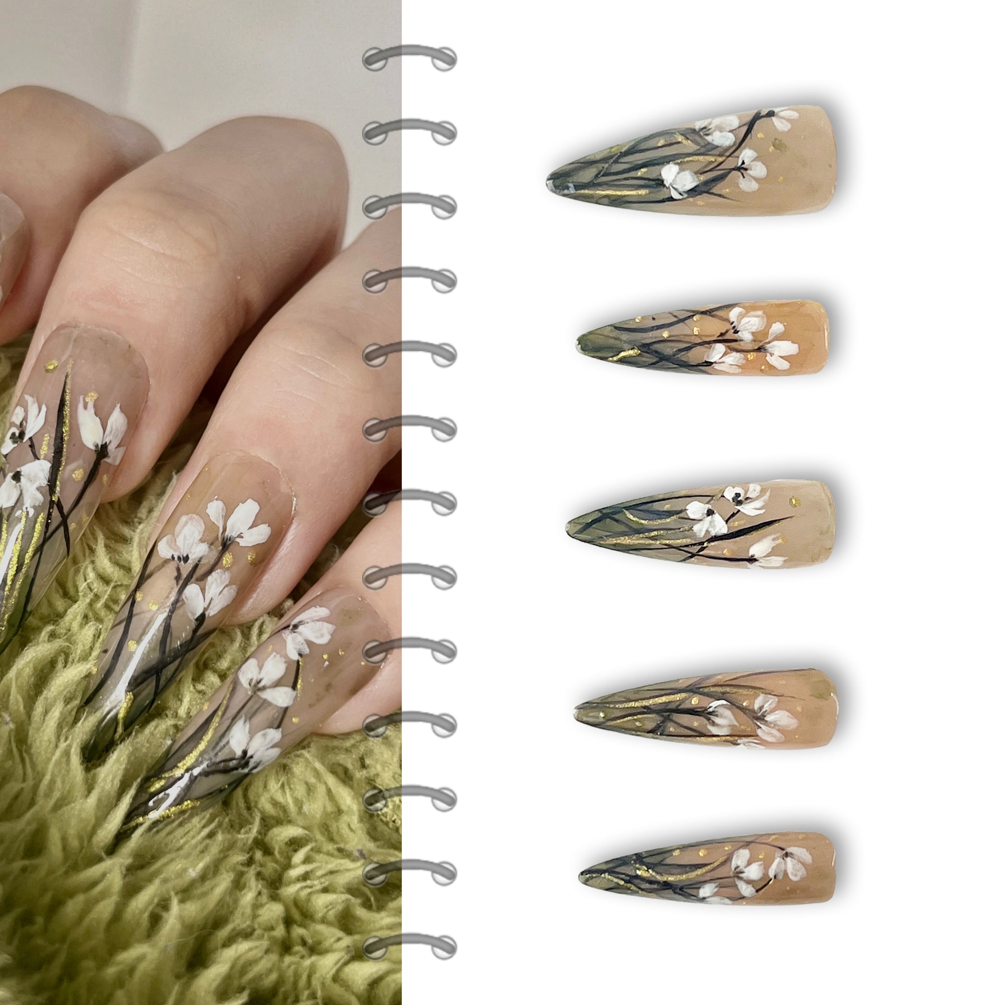 Watercolor Dream|Handmade Drawing Coffin Luxury Press On Nails